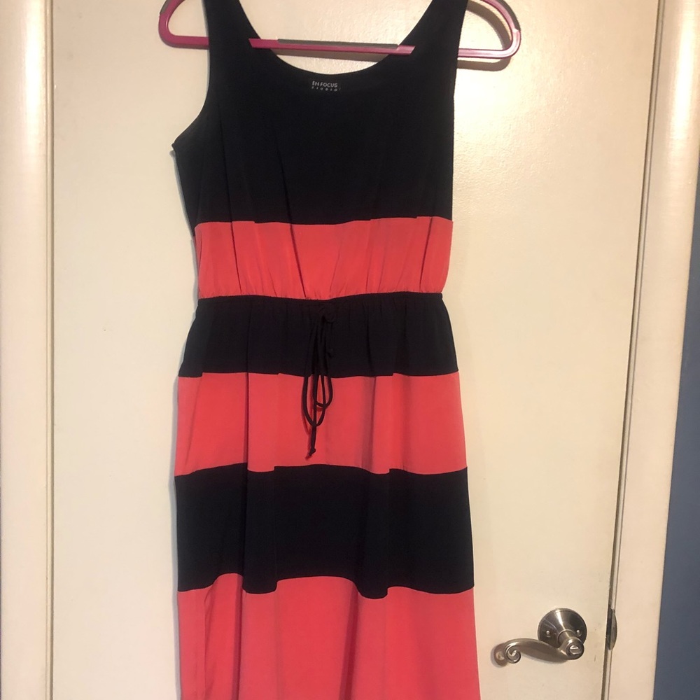 Pink and Navy striped dress